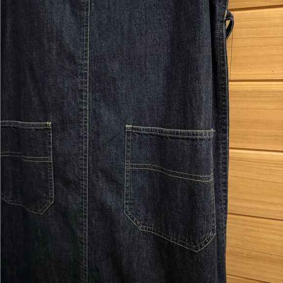 Vintage Jones Jeans Size Large Denim Cotton Dark Rinse Tie Back Maxi Dress - Picture 4 of 12
